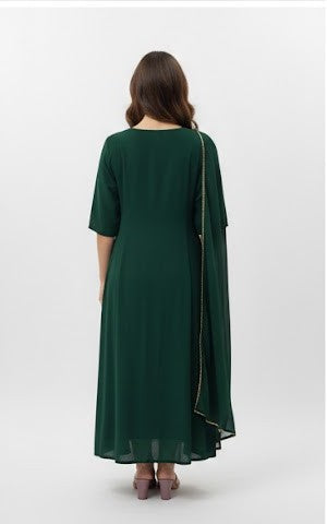 Emerald Green Heavily Embroidered Festive Anarkali Gown