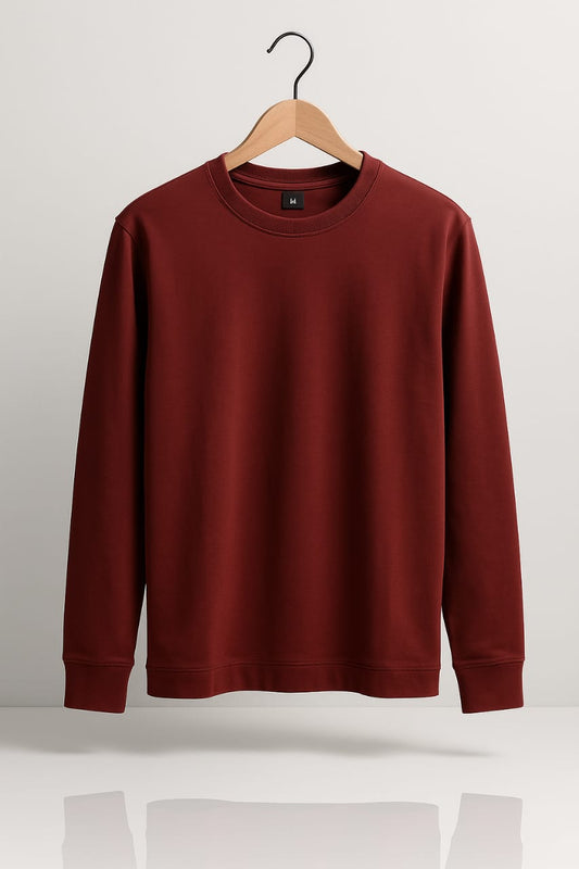 Cotton Full Sleeve Sweatshirt For Men (Maroon)