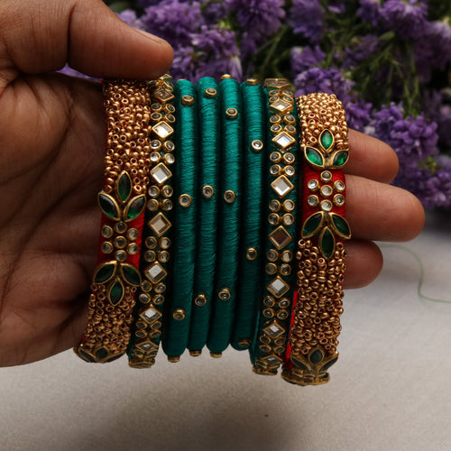 A beautifully handcrafted set of silk thread bangles