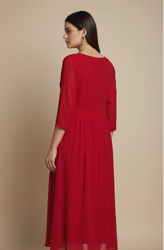 Azure Leaf-Print Tunic Top.